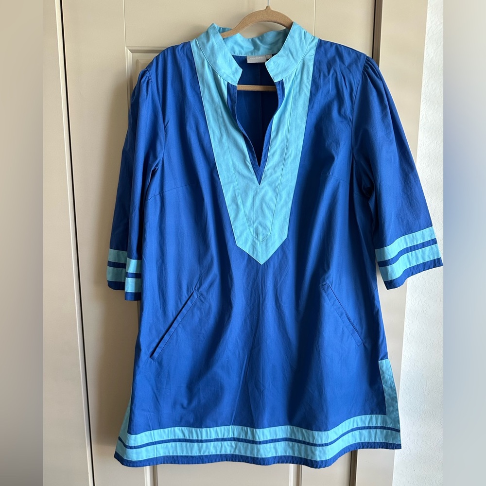 eshakti Blue Tunic with contrast collar like sail to sable